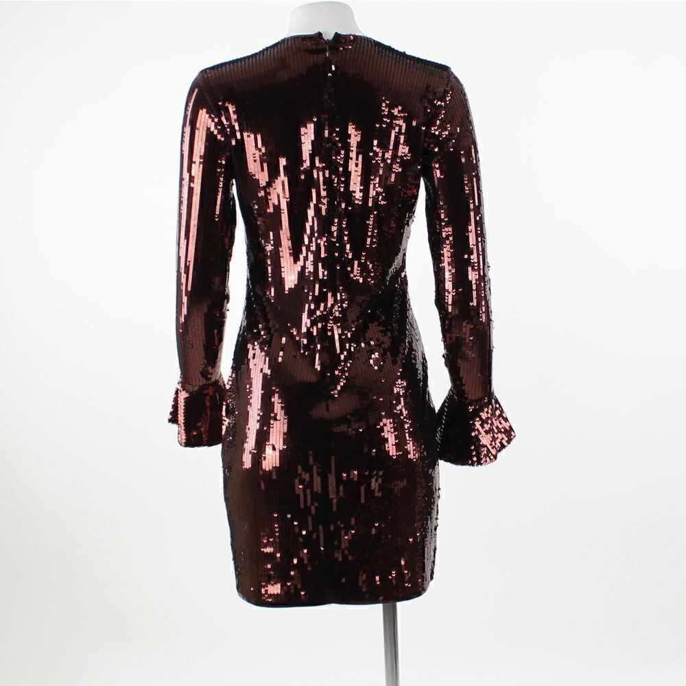 Michael Michael Kors Sequin Cordovan Long Sleeve Dress in Burgundy - Picture 4 of 6